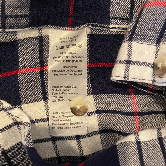 Jachs Girlfriend Quinn Cap Sleeve Button-Down Flannel Plaid Top XXL Blue #238V - Picture 8 of 8